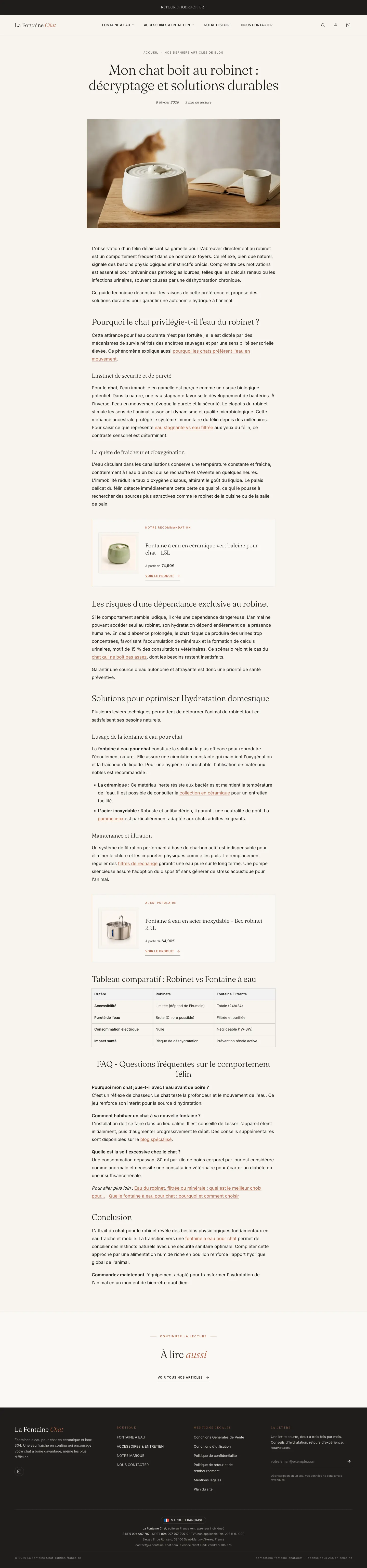 Aperçu d'un article du blog La Fontaine Chat