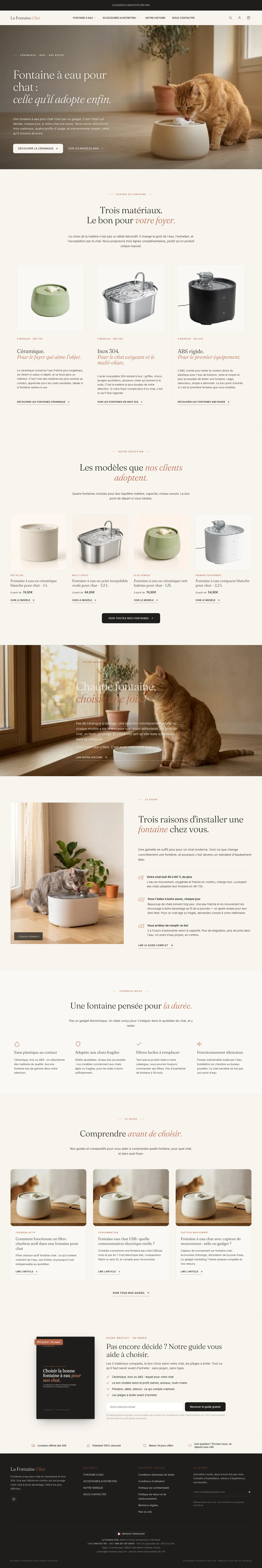 Aperçu desktop de la home de La Fontaine Chat